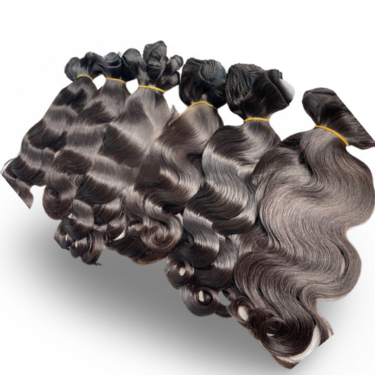Cambodian Wavy Double Drawn 100% Raw Human Hair Weft Bundles Deals
