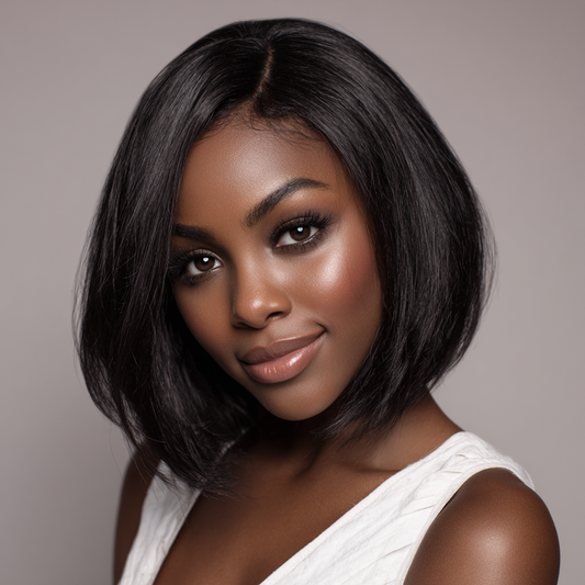 Straight Virgin Hair Bob Glueless customised wig 13x4 HD lace frontal