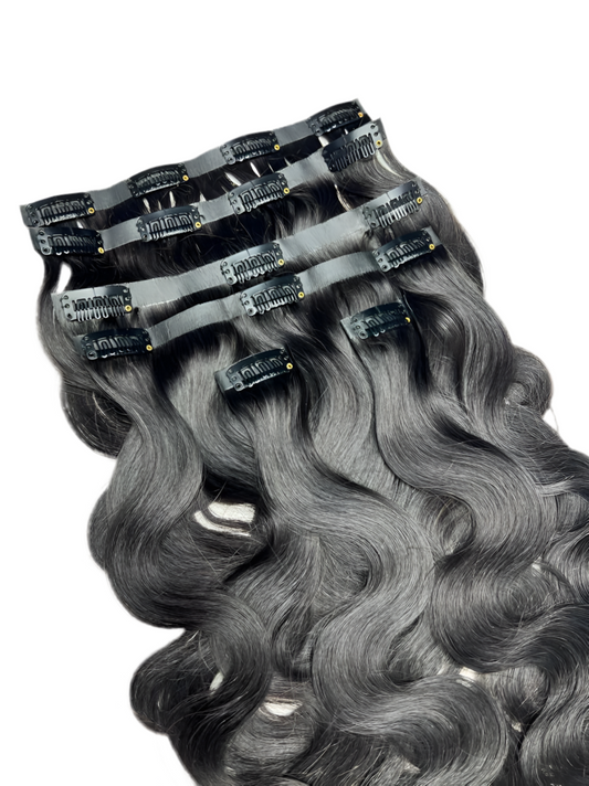 Body wave seamless clip in hair extensions