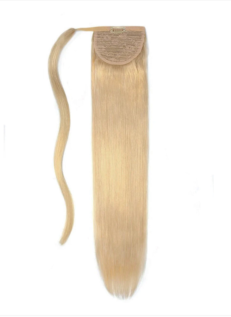 Virgin Hair Ponytail Velcro Natural 613 Colour 12" to 30"