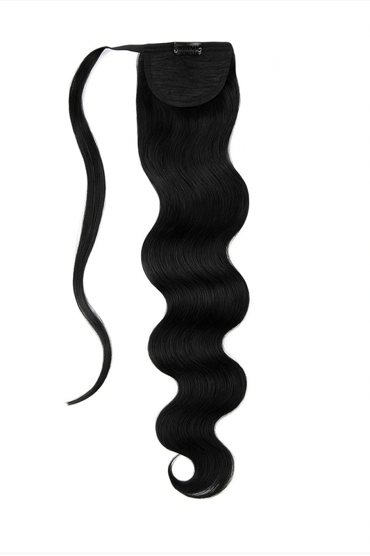 Virgin Hair Ponytail Velcro Natural 1b 1 Colour 10" to 30"