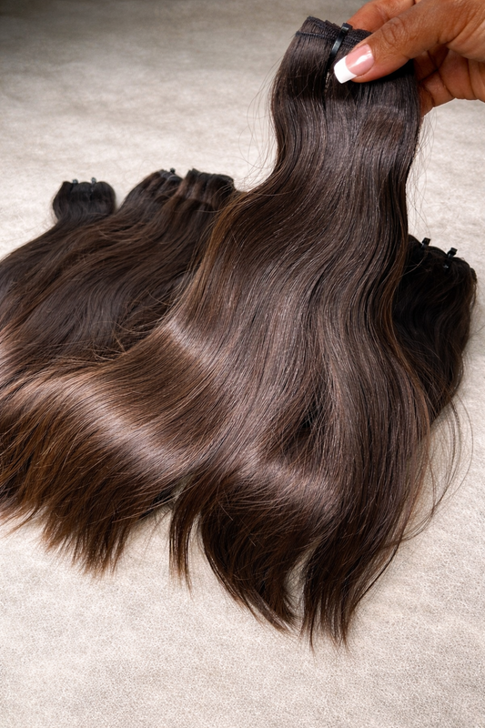 Straight Raw Human Hair Weft Bundles - Chinese