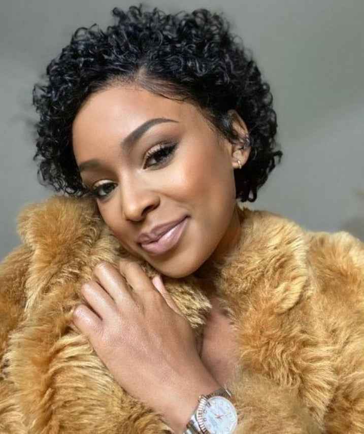 Full HD Lace Custom Wig Virgin Hair Pixie Curls