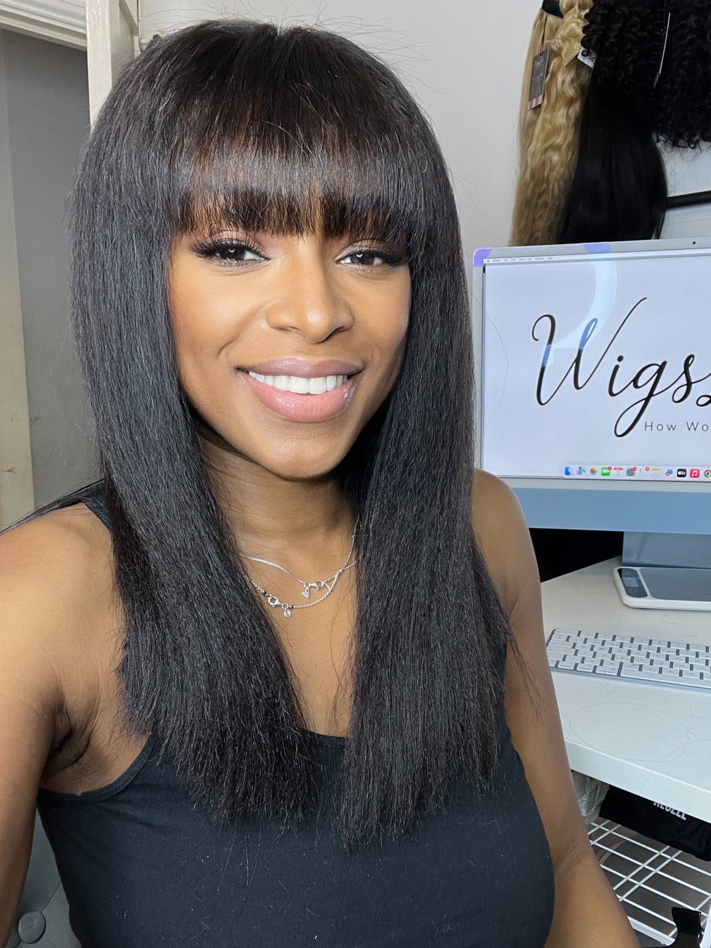 HD lace closure 4x4 Virgin Yaki Fringe Glueless Wig